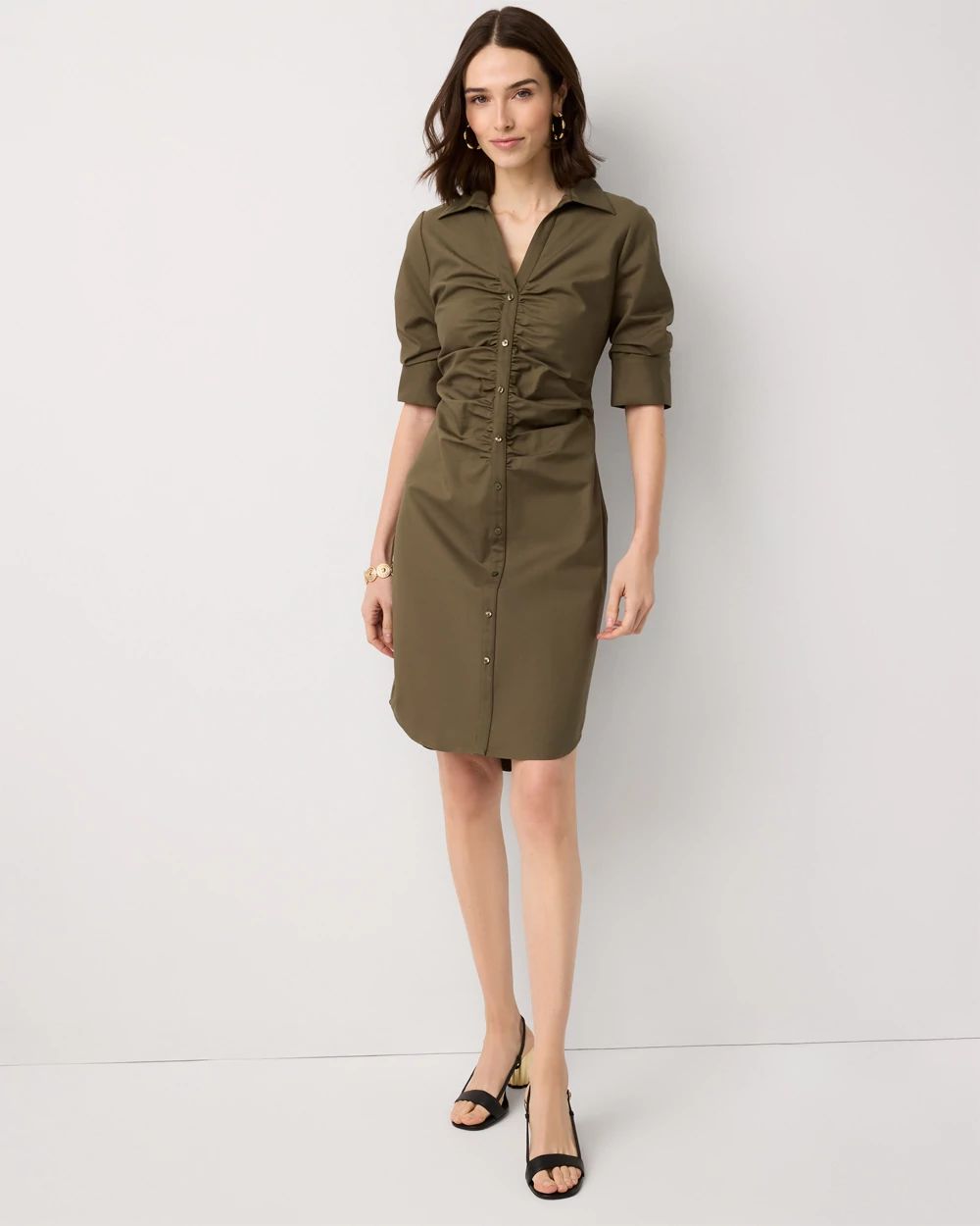 Ruched Shirt Dress