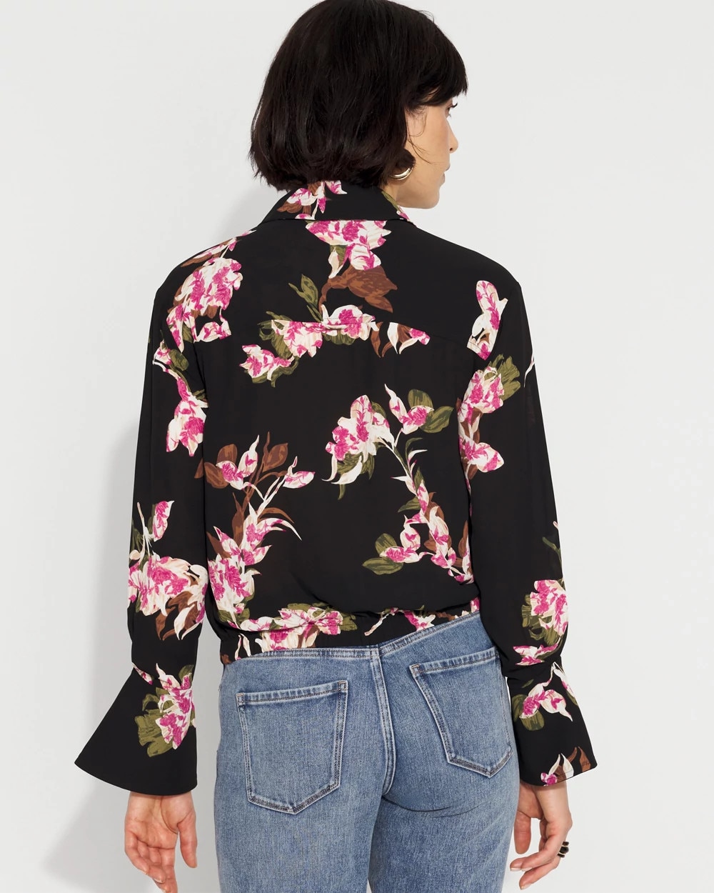 Long-Sleeve Flare Cuff Shirt