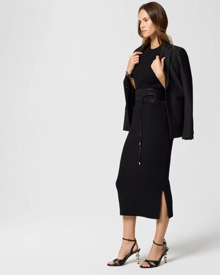 Petite Mock Neck Ribbed Sweater Dress click to view larger image.