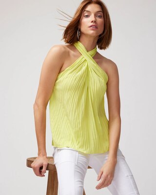 Crinkle Satin Halter Top