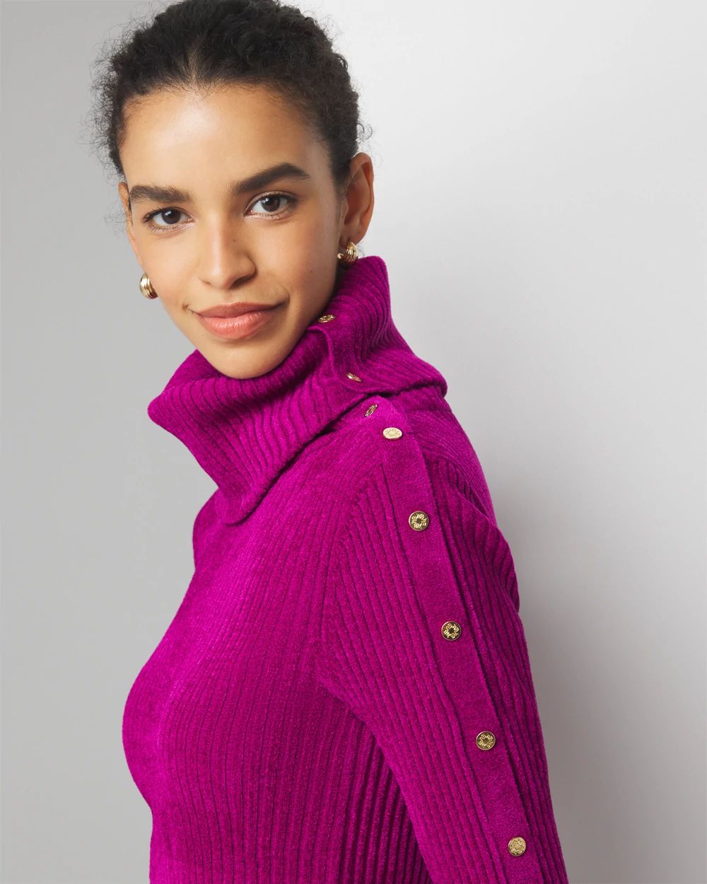 Chenille Button Sleeve Pullover