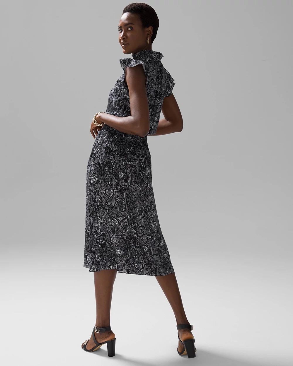 Sleeveless Smocked Waist Ruffle Midi Dress