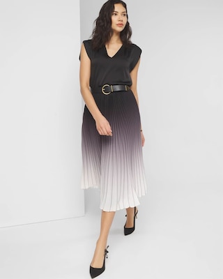 Pleated Ombre Midi Skirt click to view larger image.