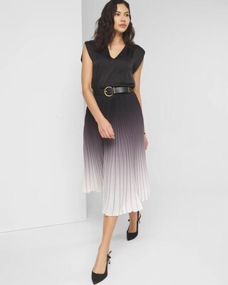Pleated Ombre Midi Skirt