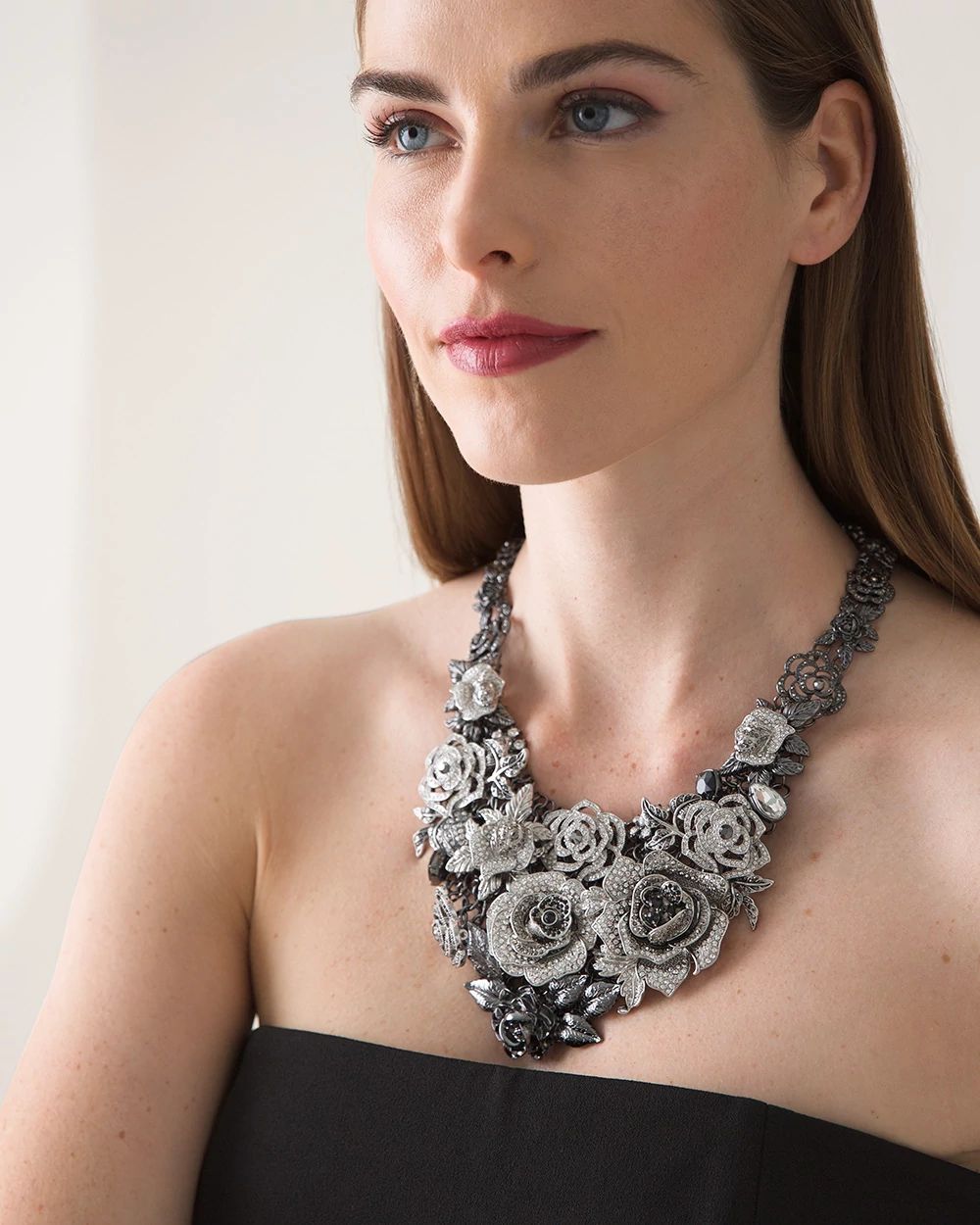 Crystal Flower Statement Necklace