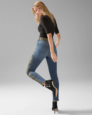 High-Rise Floral Print Slim Jeans click to view larger image.
