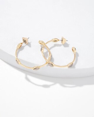 Gold + Hematite Crystal Hoop Earrings