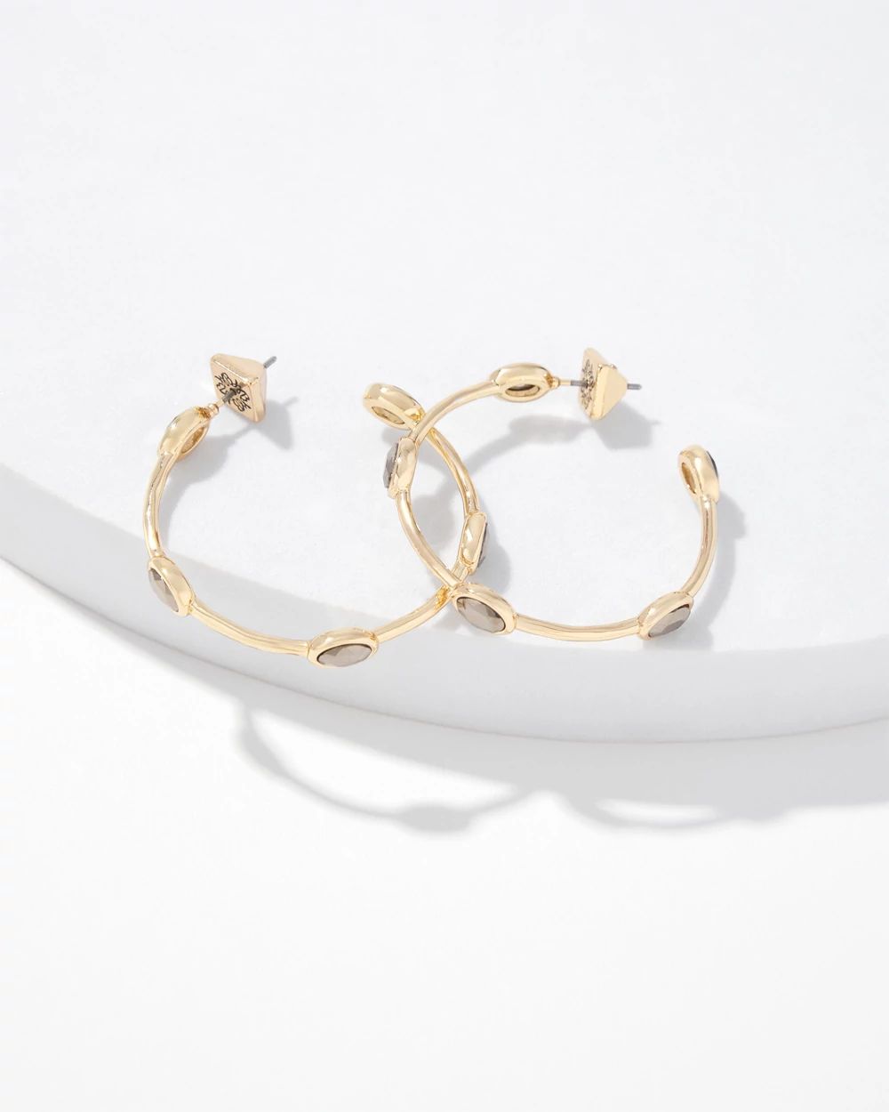 Gold + Hematite Crystal Hoop Earrings