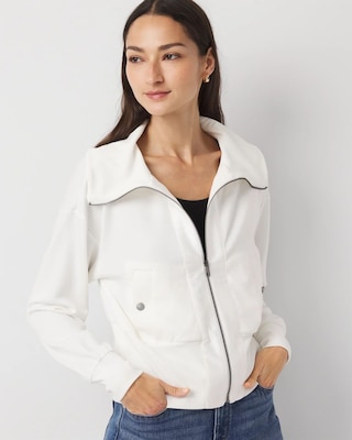 Rib Trim Zip-Up Jacket
