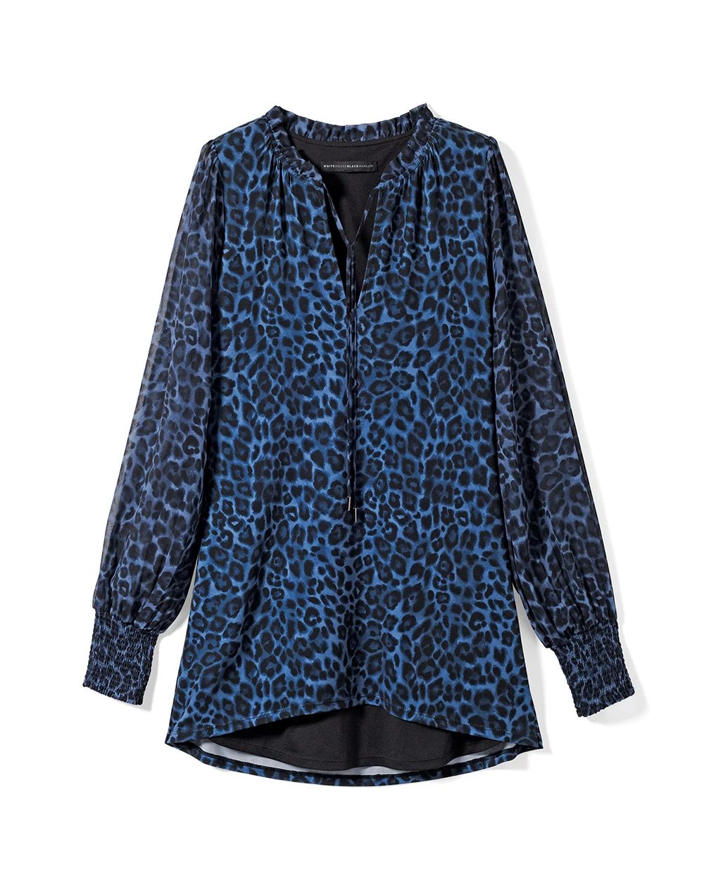 Woven Sleeve Matte Jersey Leopard-Print Top