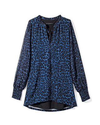 Woven Sleeve Matte Jersey Leopard-Print Top
