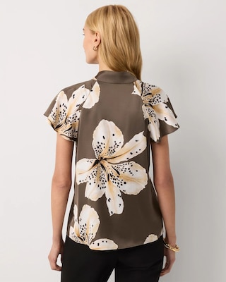 Flutter-Sleeve Satin Shirt click to view larger image.