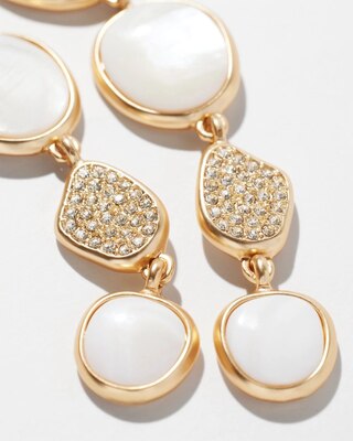 Goldtone + White Stone Linear Earrings