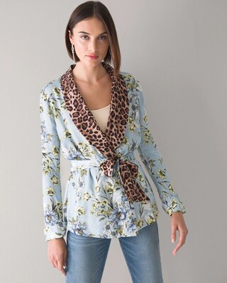 Long Sleeve Shawl Collar Blouse