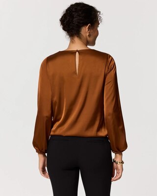 Bubble Hem Pleated Satin Blouse click to view larger image.
