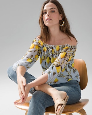 Off-the-Shoulder Elbow Sleeve Blouse