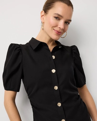 Puff Sleeve Twill Shirt click to view larger image.