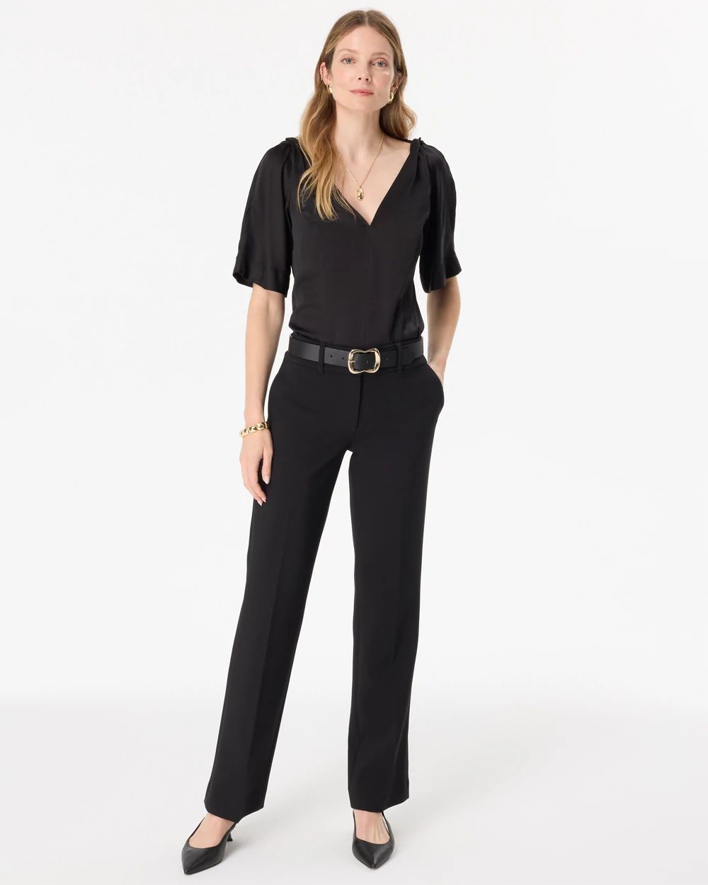 Petite Luxe Stretch Mid Rise Riley Trouser click to view larger image.