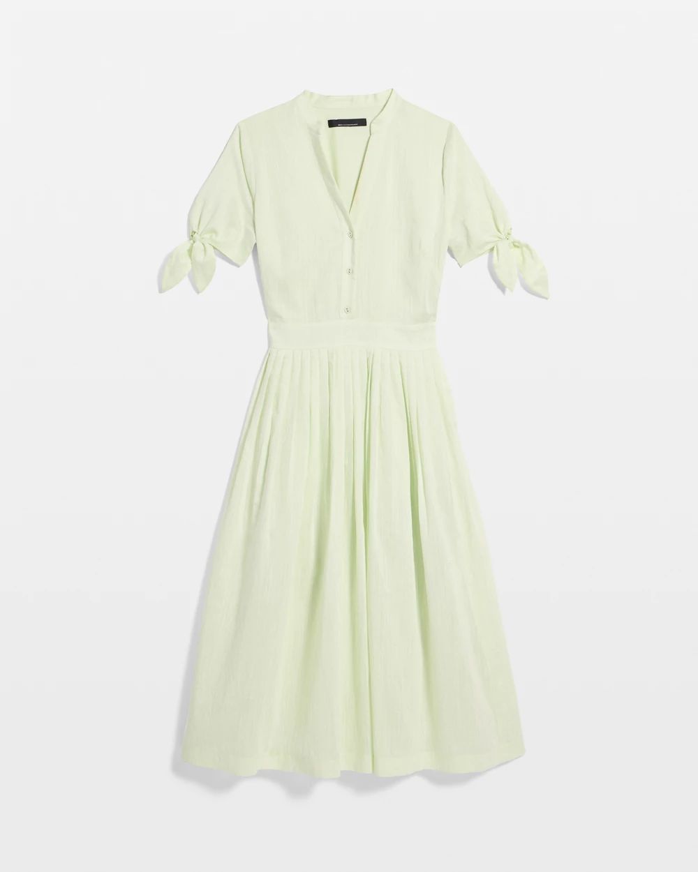 Tie-Sleeve Pleated Midi Dress