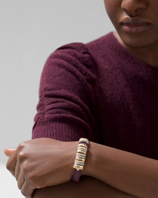 Leather + Metal Disc Magnetic Bracelet