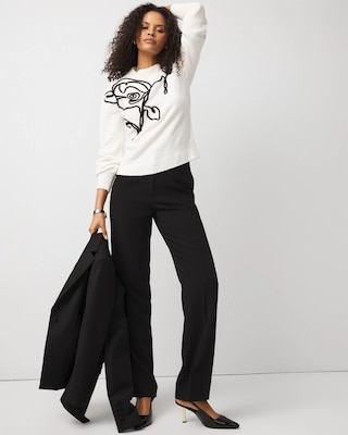 Floral Applique Pullover Sweater click to view larger image.