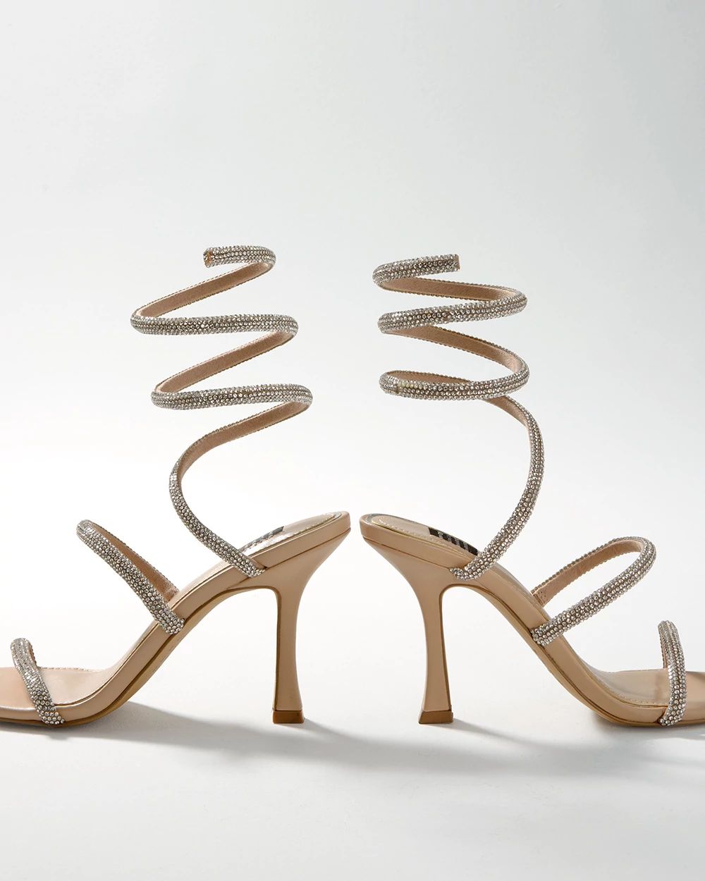 Neutral Embellished Wrap High Heel Sandals