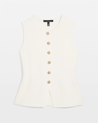 Button Front Longline Sweater Vest click to view larger image.