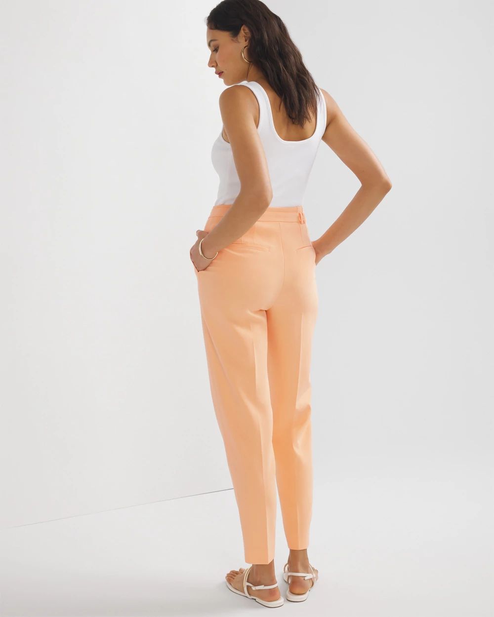 Petite Belted Tapered Ankle Fluid Pant click to view larger image.