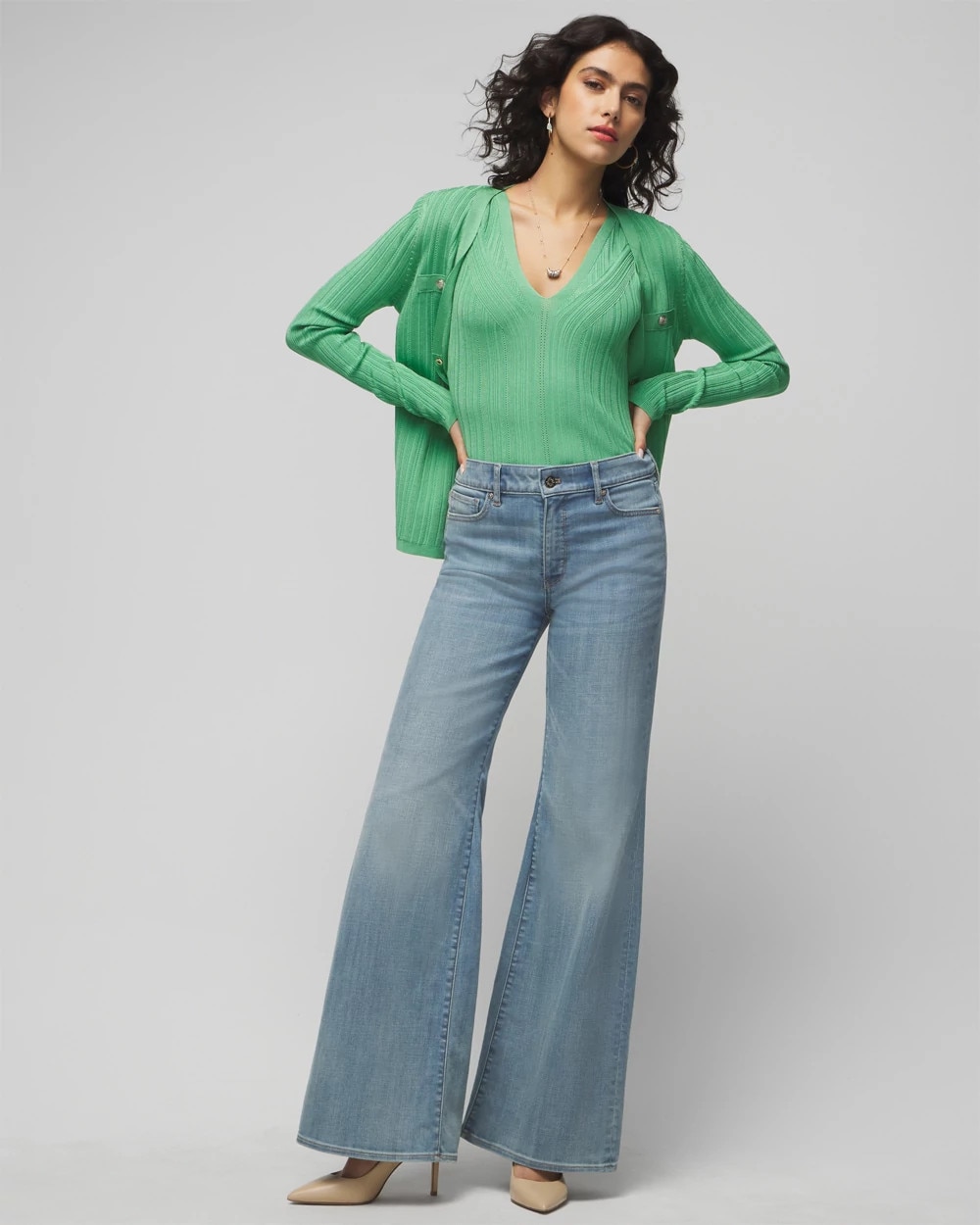 Petite High-Rise Everyday Soft Denim™ Wide-Leg Pants