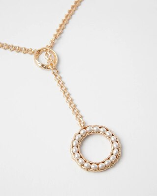 Goldtone and Faux Pearl Y-Necklace