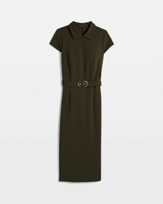 Petite Stretch Crepe Collared Sheath Dress click to view larger image.