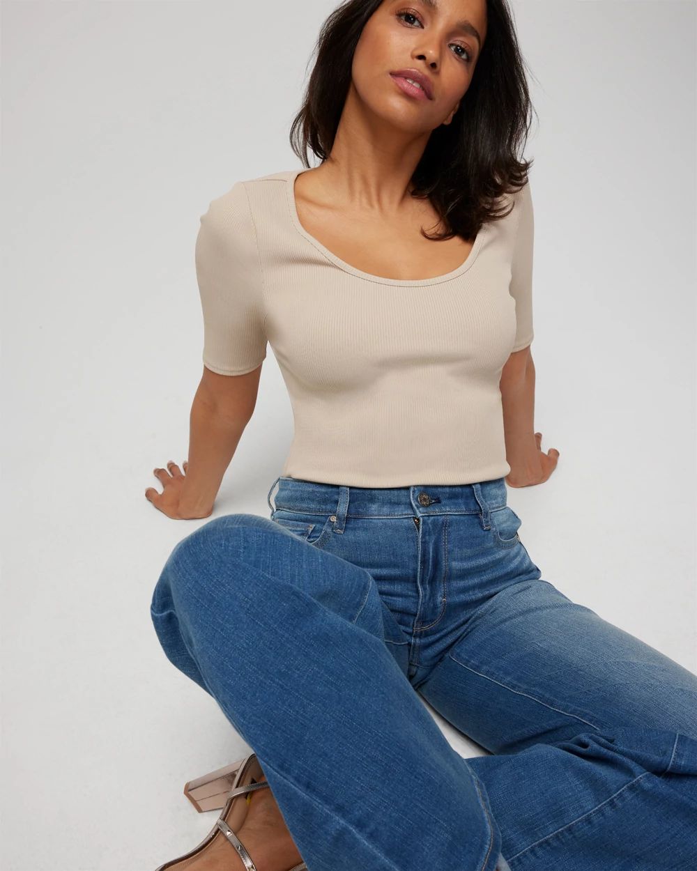 WHBM® FORME Rib Short-Sleeve Top