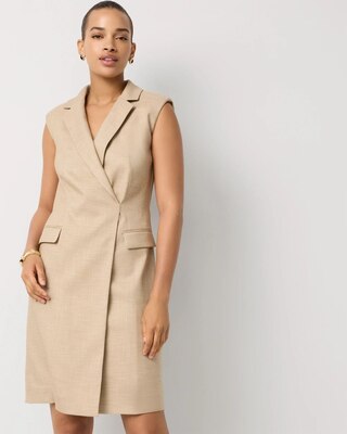 Petite Crosshatch Faux Warp Blazer Dress