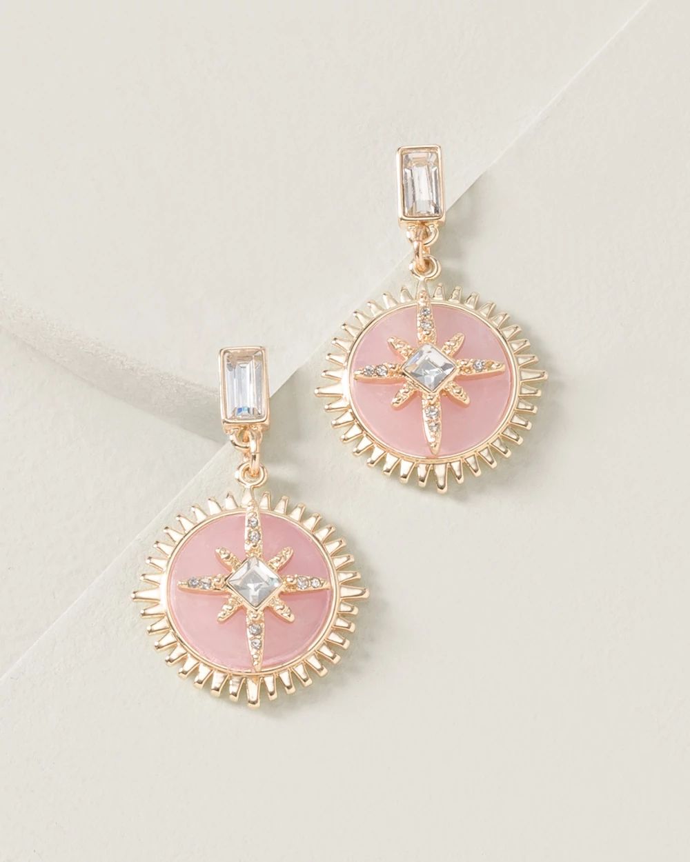 Goldtone Blush Celestial Drop Earrings click to view larger image.