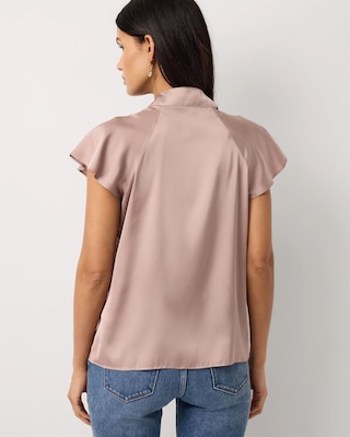Flutter-Sleeve Satin Shirt click to view larger image.