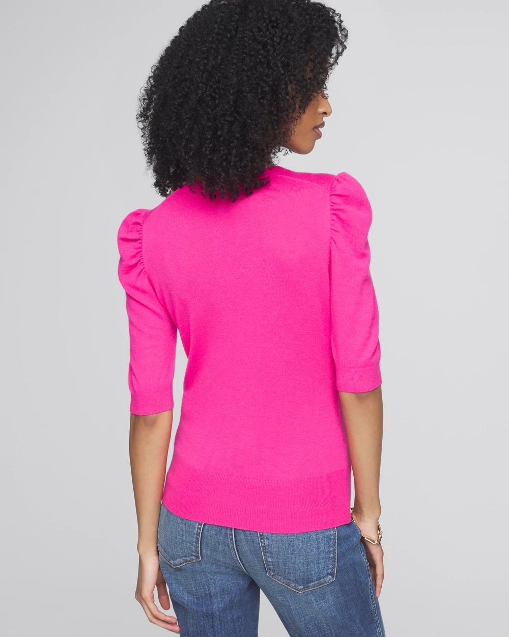 Cashmere Blend Puff Sleeve Sweater