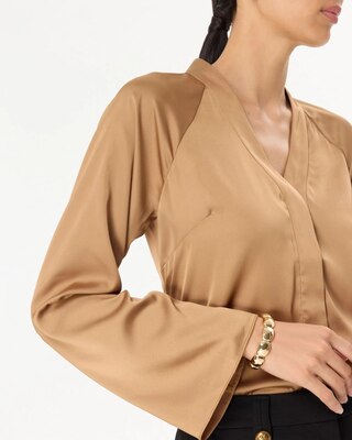 Raglan Sleeve Satin Shirt click to view larger image.