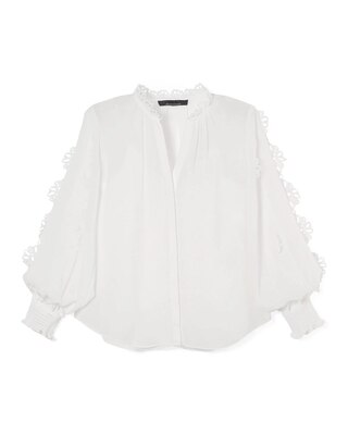 Laser Cut Ruffle Sleeve Blouse