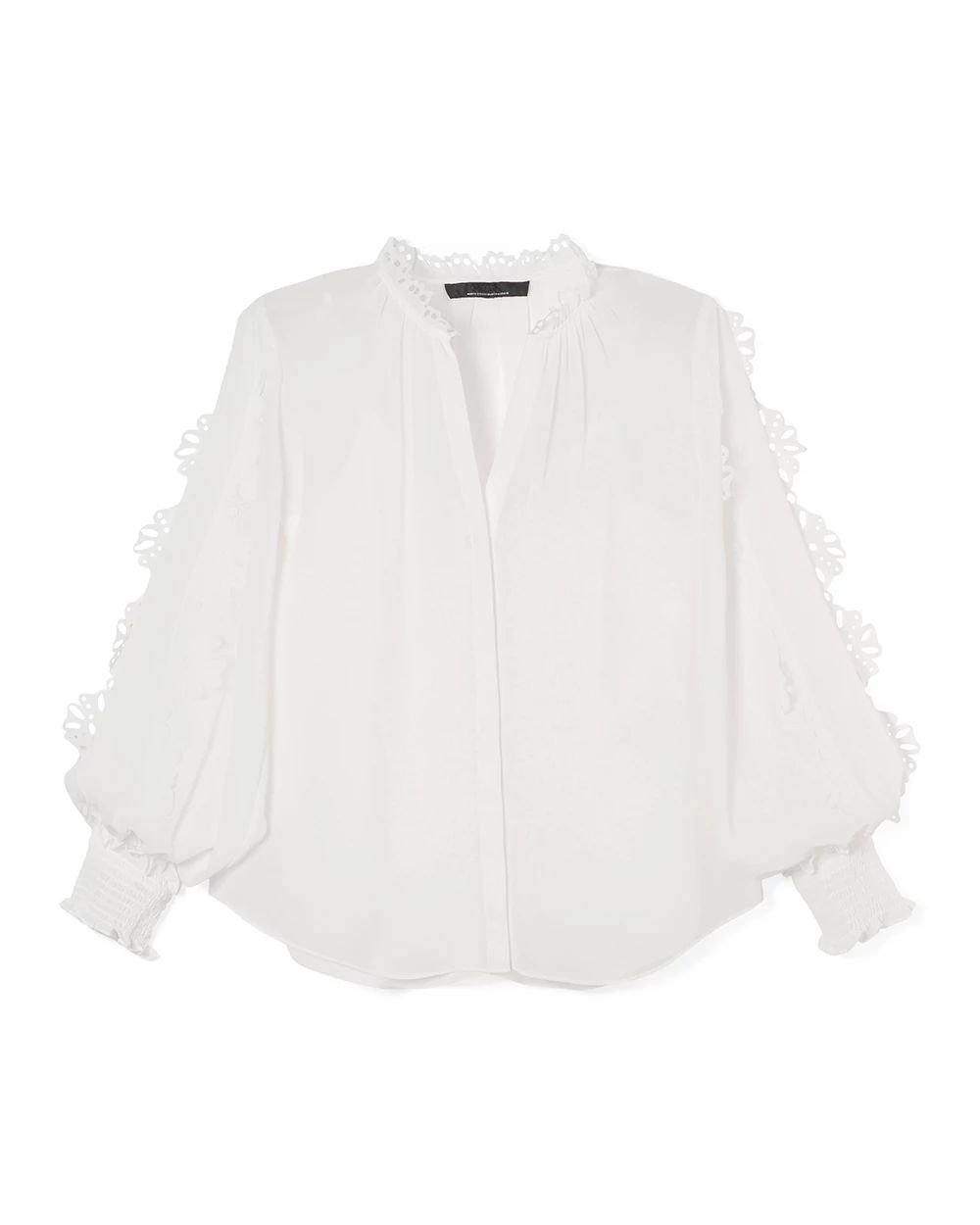 Laser Cut Ruffle Sleeve Blouse click to view larger image.