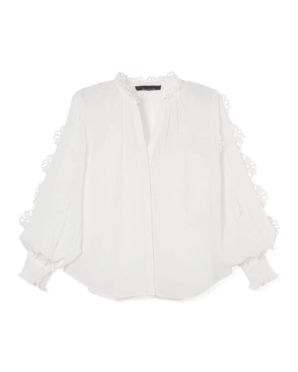 Laser Cut Ruffle Sleeve Blouse