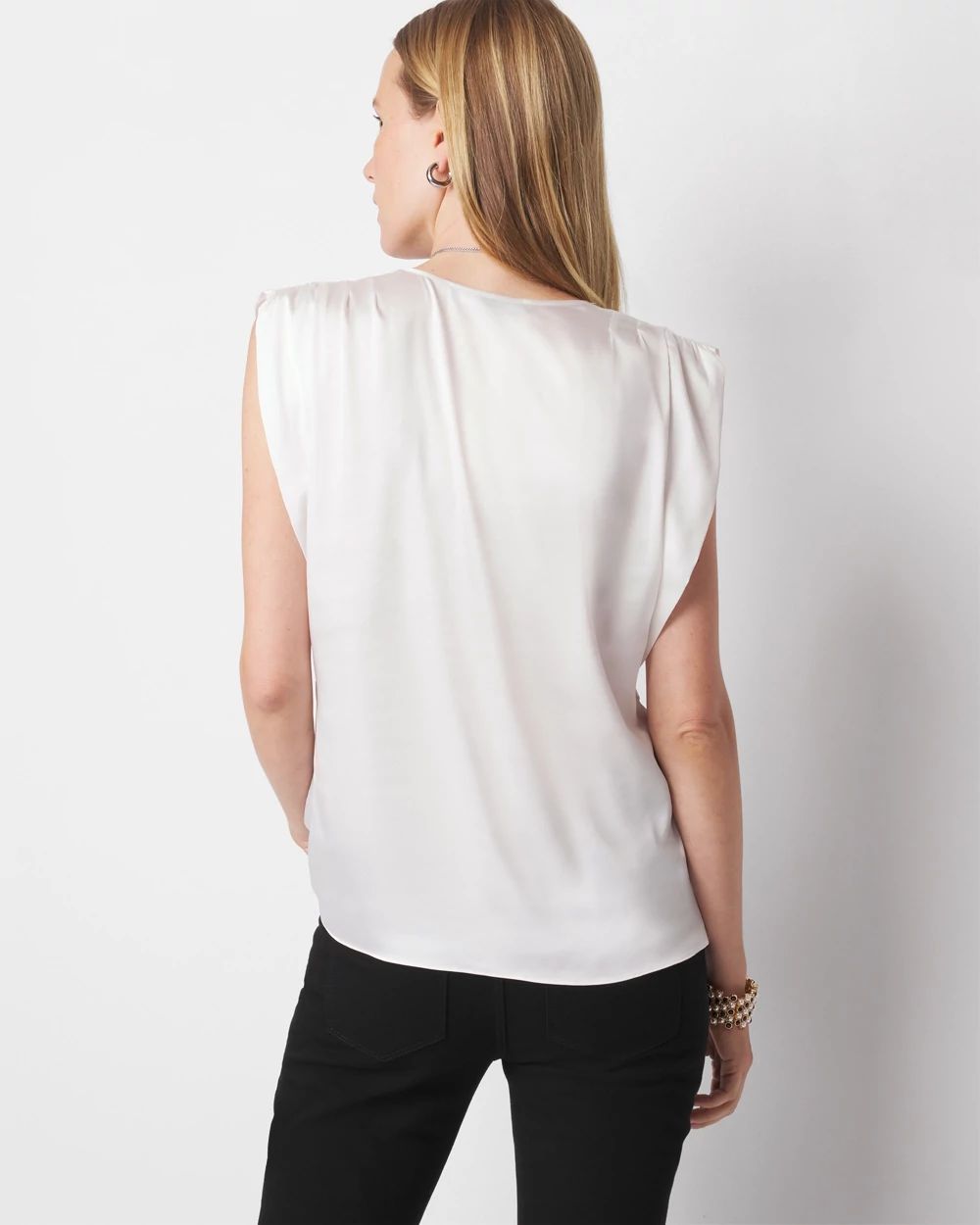 Petite Ruched Shoulder Shell Top