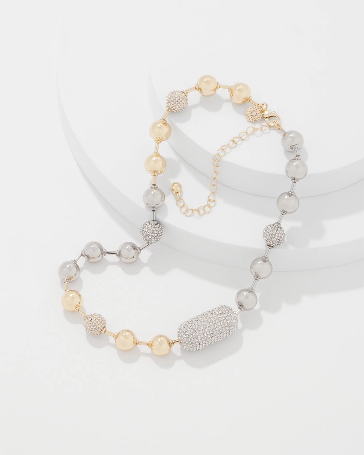 White House Black Market Mixed Metals + Pave Short Necklace |  In Gold