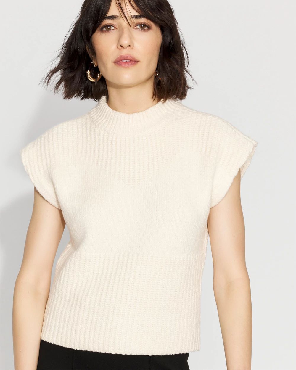 Petite Mock Neck Sweater Vest