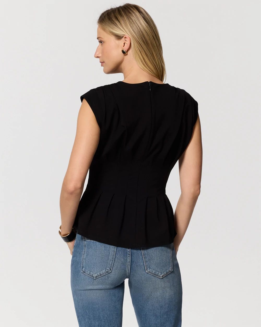 Ponte Peplum V-neck Top click to view larger image.