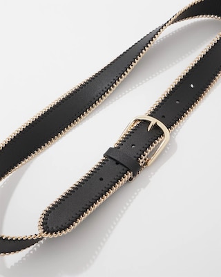 Faux Leather Belt with Chain Trim click to view larger image.