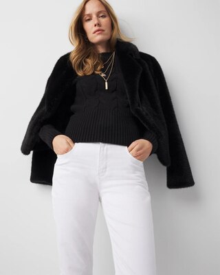 Cabled Mock Neck Pullover Sweater click to view larger image.