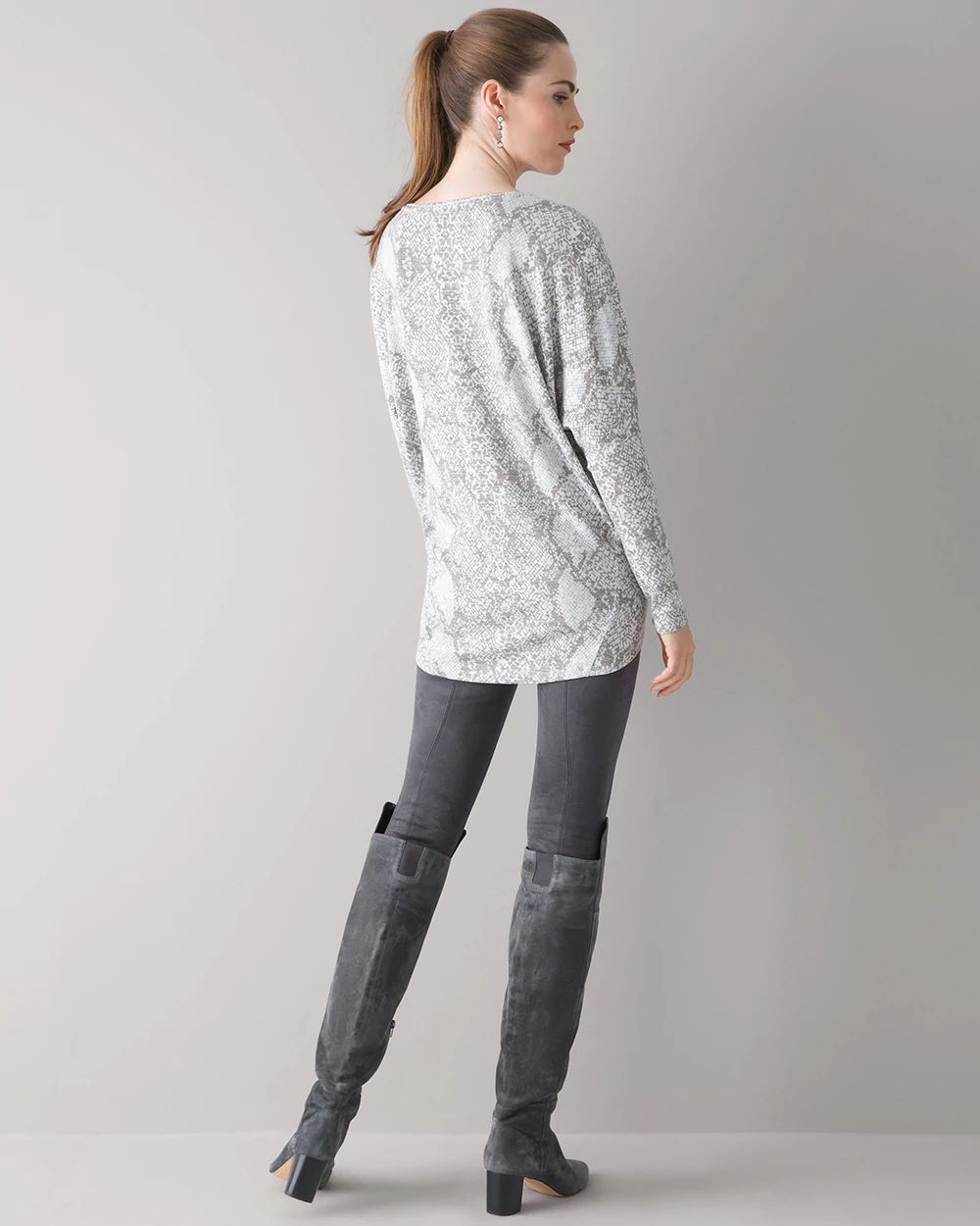 Snake-print Knit Dolman Tunic | White House Black Market