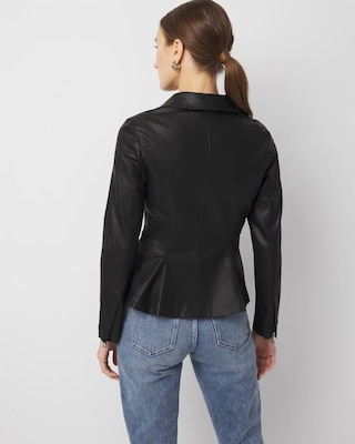 Peplum Coated Denim Jacket click to view larger image.