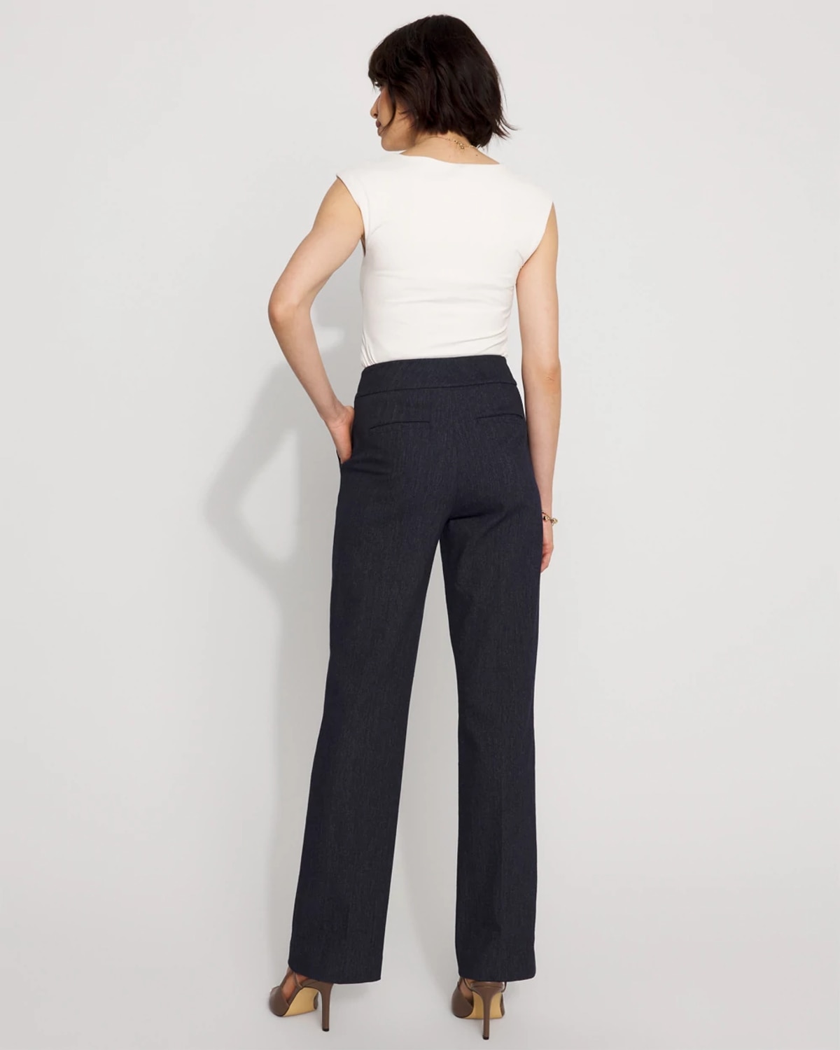 White House Black Market Extra High-rise Riley Denim-look Trousers In Purple