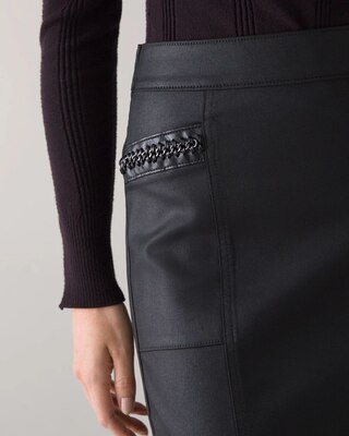 Coated Denim Chain Trim Skirt